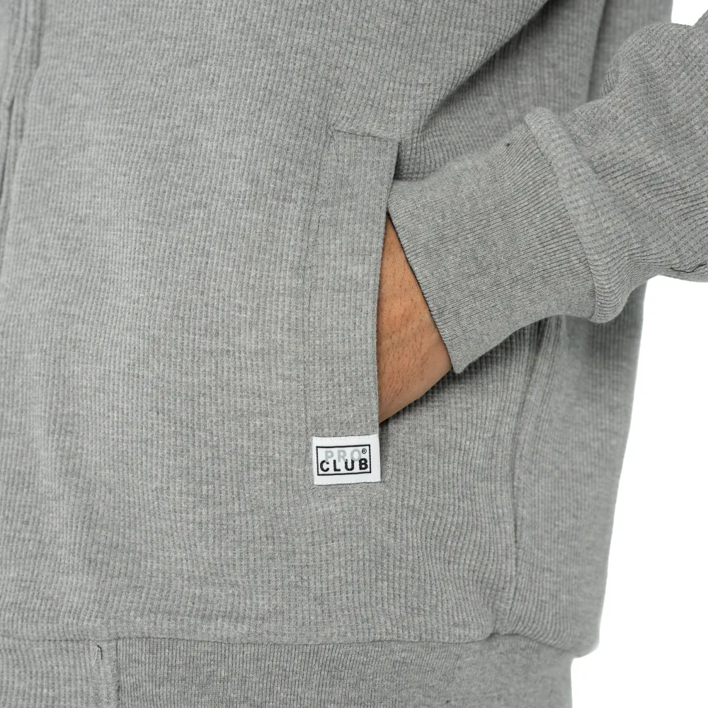 Pro Club Men's Heavyweight Basic Reversible Thermal Zip-Up Hoodie