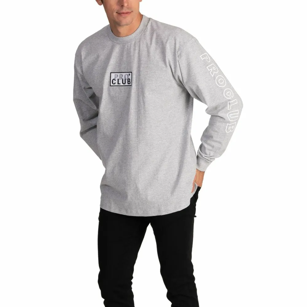 Pro Club Embroidered Box Logo Long Sleeve Heavyweight T-Shirt