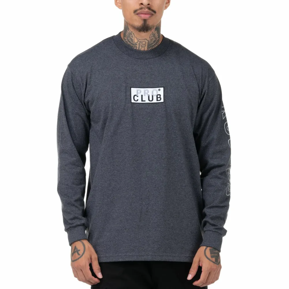Pro Club Embroidered Box Logo Long Sleeve Heavyweight T-Shirt