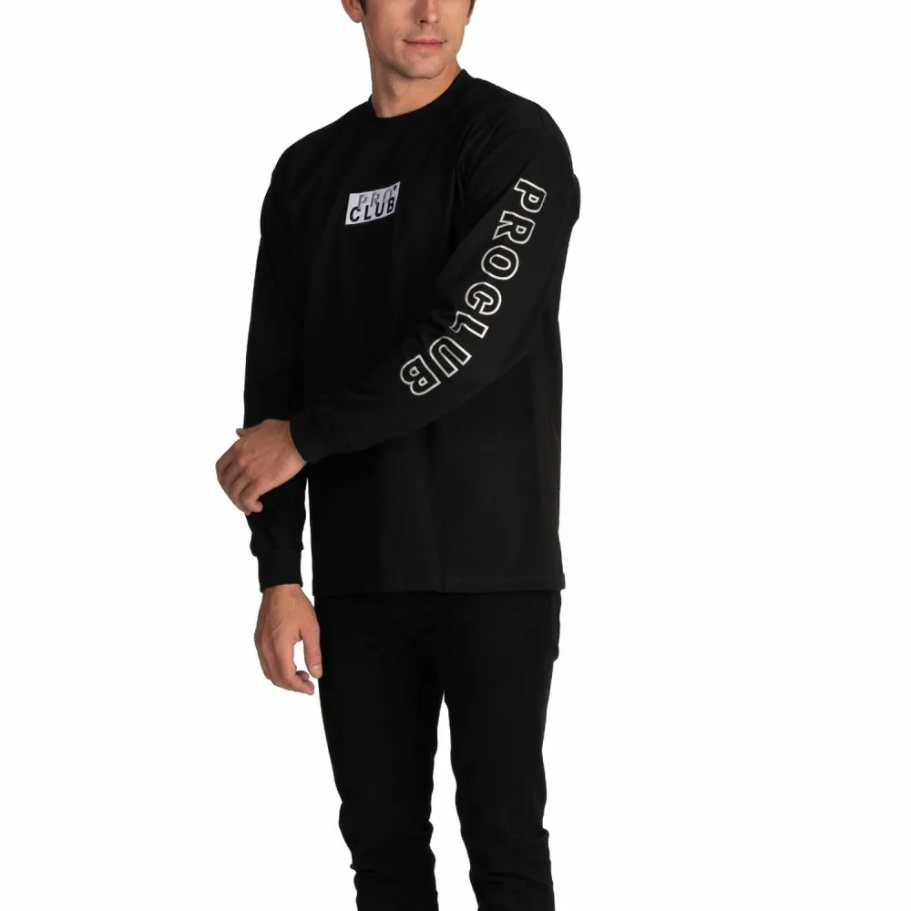 Pro Club Embroidered Box Logo Long Sleeve Heavyweight T-Shirt