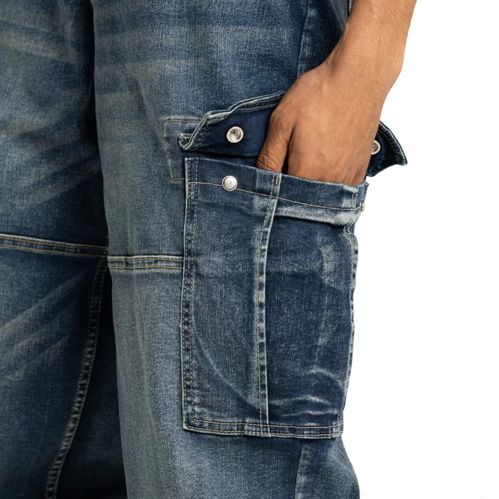 Pro Club Men's Heavyweight Baggy Fit Denim Cargo Pant