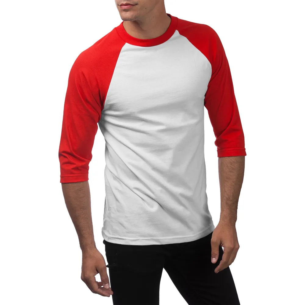 Pro Club Men's 3/4 Sleeve Crew Neck Baseball Shirt