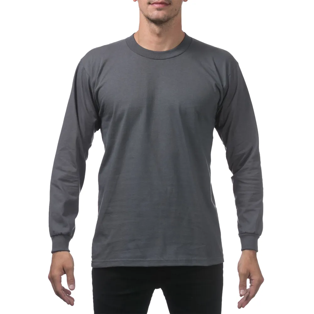 Pro Club Men's Heavyweight Cotton Long Sleeve Crew Neck T-Shirt