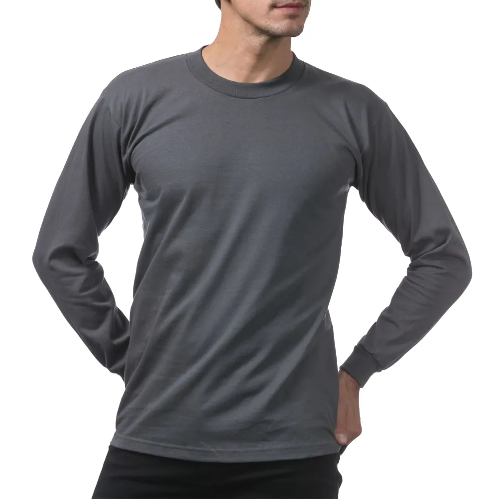 Pro Club Men's Heavyweight Cotton Long Sleeve Crew Neck T-Shirt