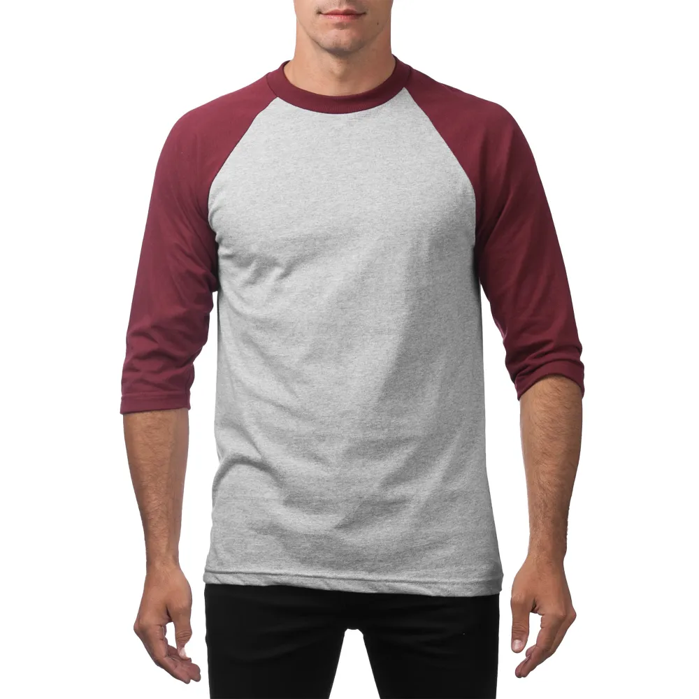 Pro Club Men's 3/4 Sleeve Crew Neck Baseball Shirt